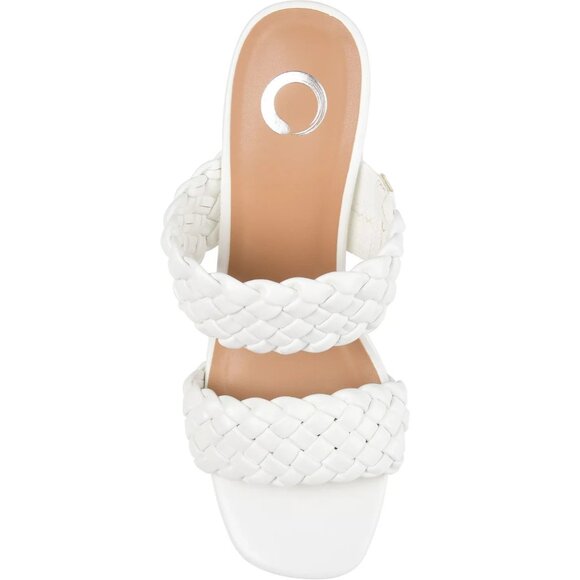 Journee Collection Womens Melissa Woven Sandals White 9W Block Heel MSRP $59 - Picture 3 of 5